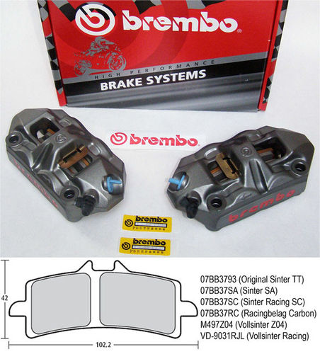 Brembo Radial M4 Monoblock Bremszangen original Brembo, 100 mm Kit li/r